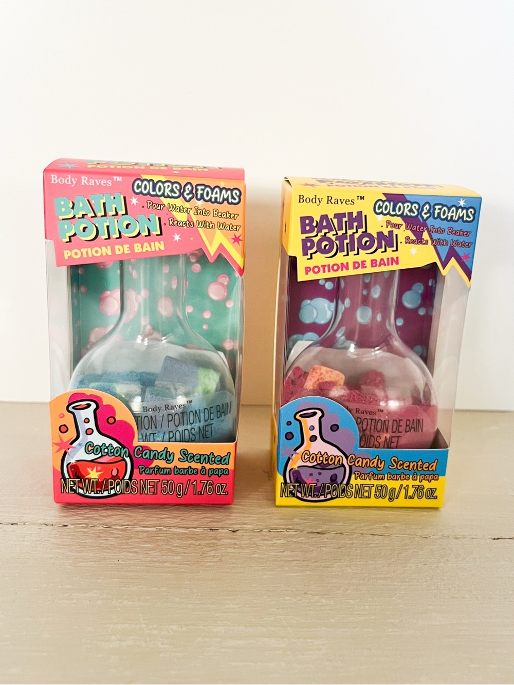 Body Raves Bath Potion Cotton Candy Scented 2-Pack NEW Colors & Foams